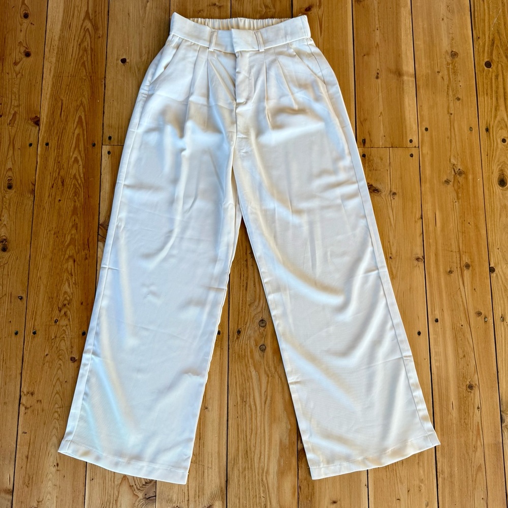 Elegant Cream Wide-Leg Trousers